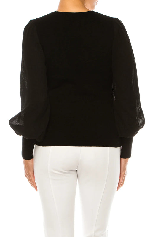 Sioni Embellished V-Neck Long Sleeve Sweater