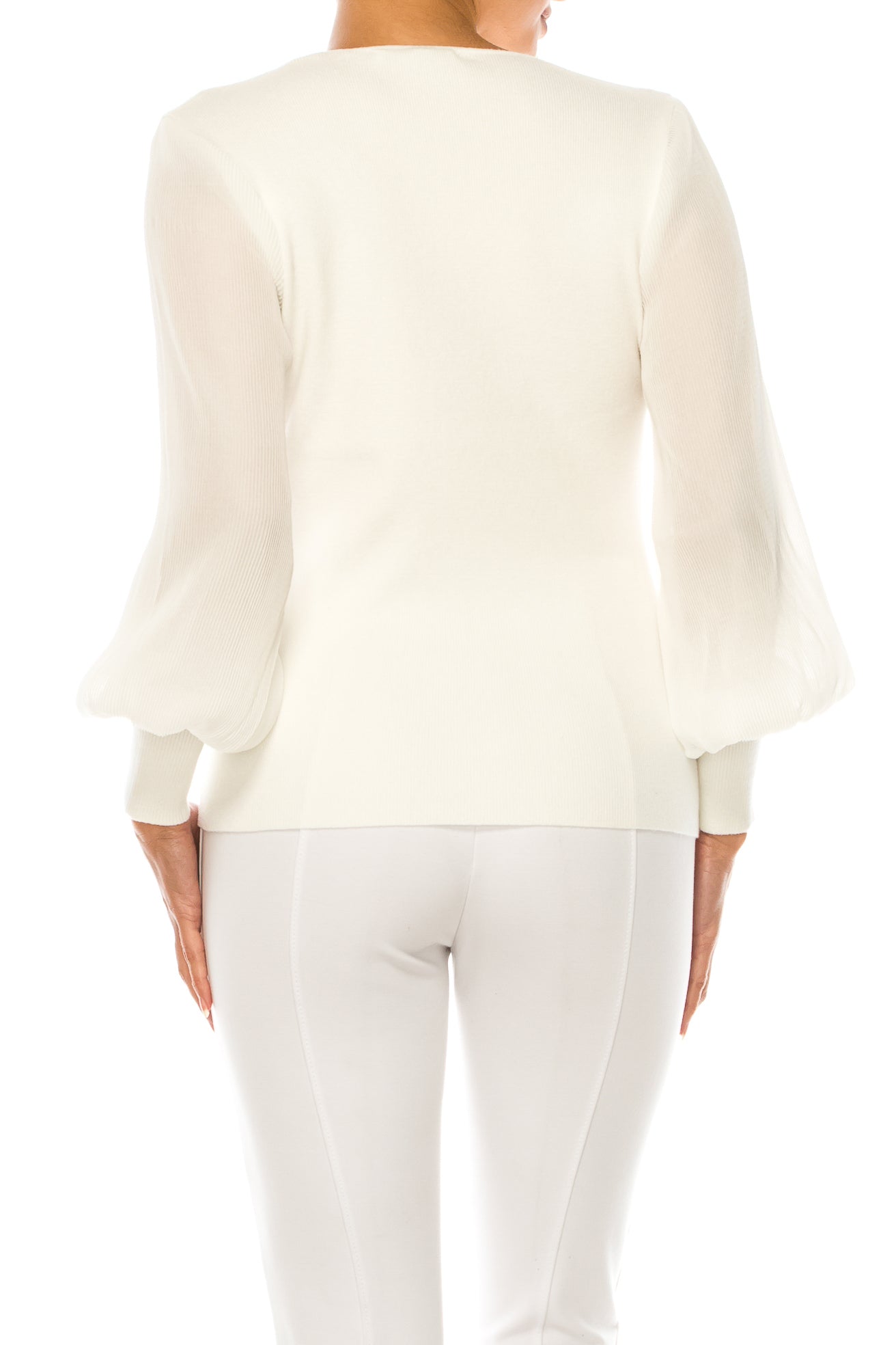Sioni Embellished V-Neck Long Sleeve Sweater