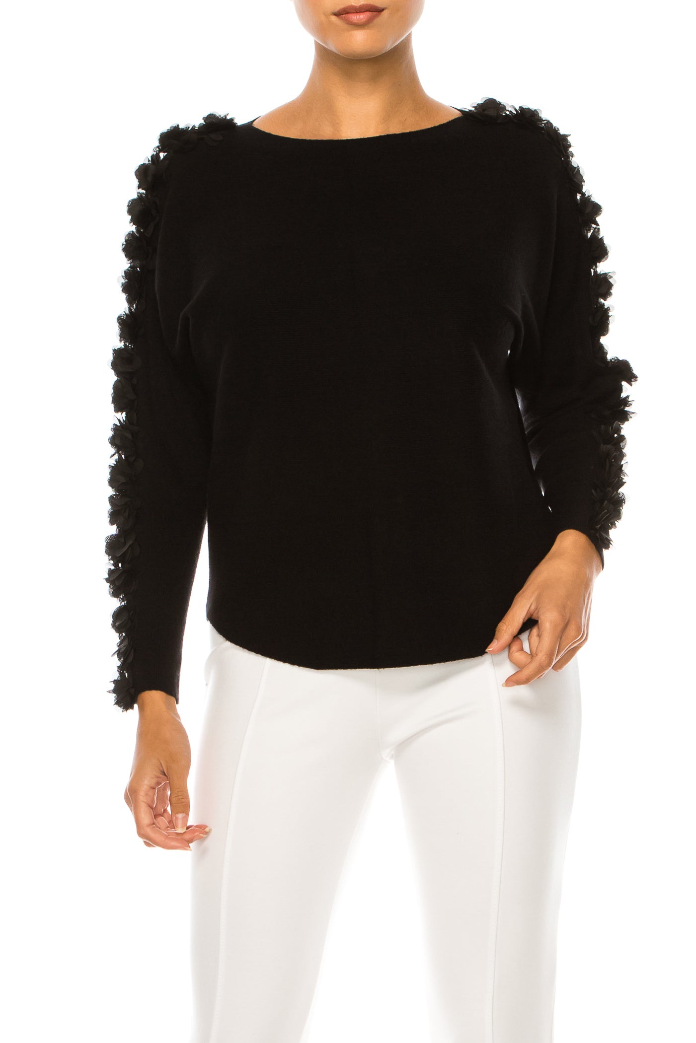 Sioni Floral Applique Long Sleeve Sweater