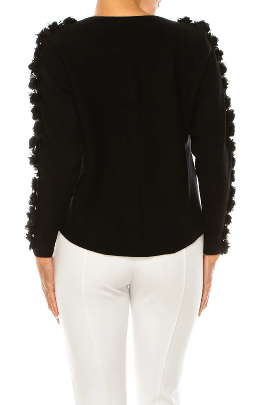 Sioni Floral Applique Long Sleeve Sweater