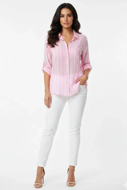 Grand & Greene Collared Striped Button-Down Shirt