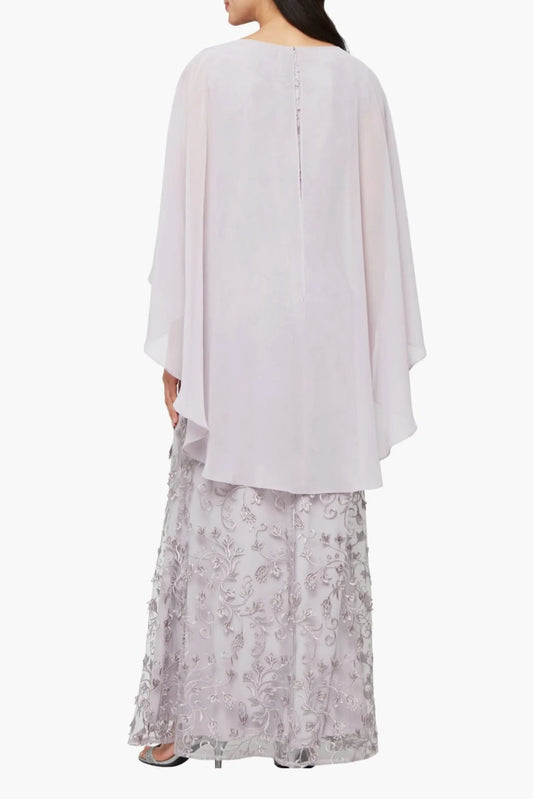 SLNY Chiffon Caplet Long Mother of the Bride Dress