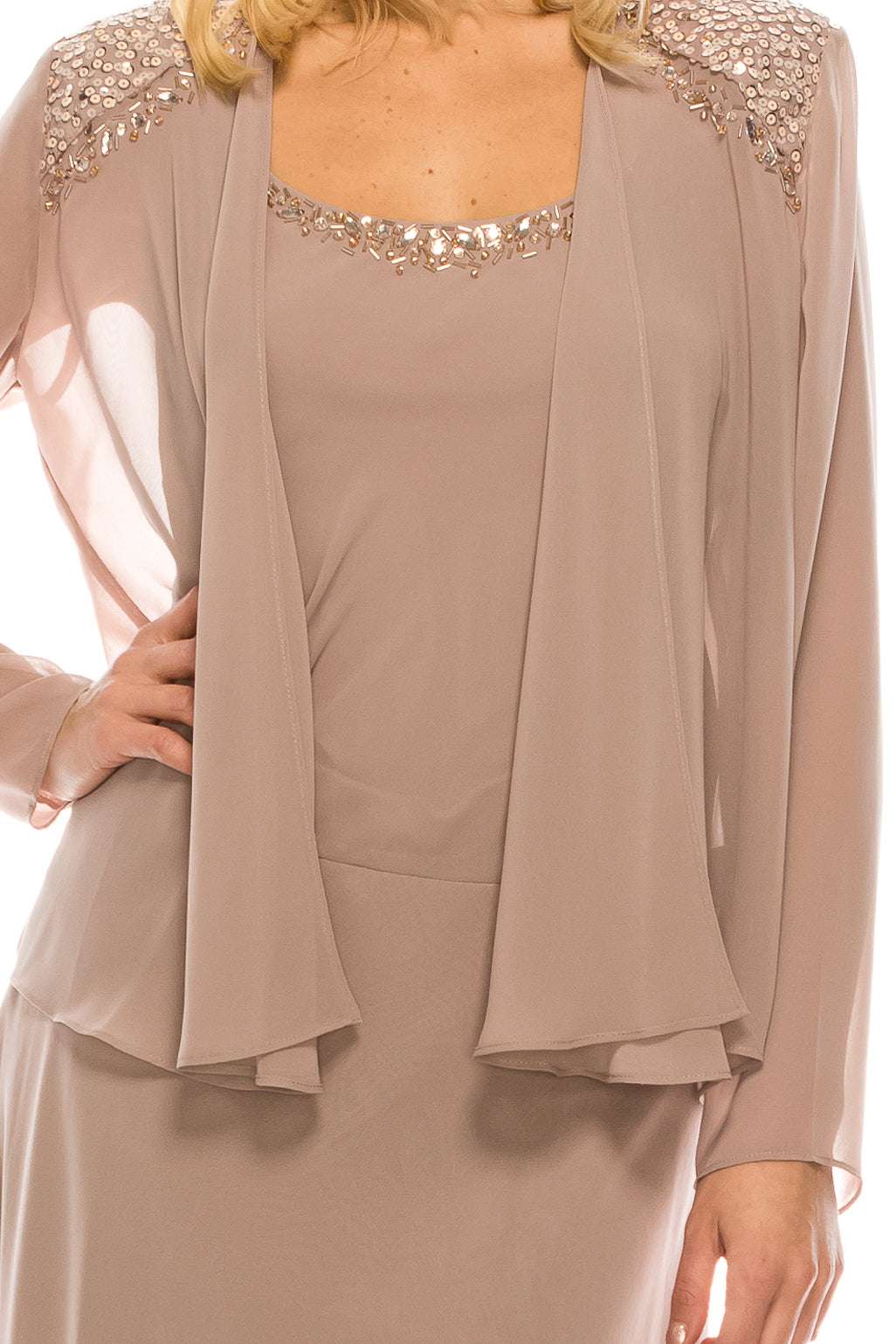 SLNY Embellished 2-Piece Evening Jacket Dress