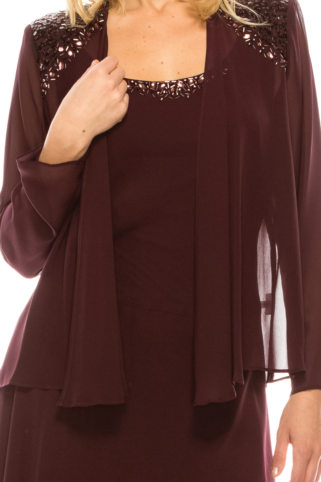 SLNY Embellished 2-Piece Evening Jacket Dress