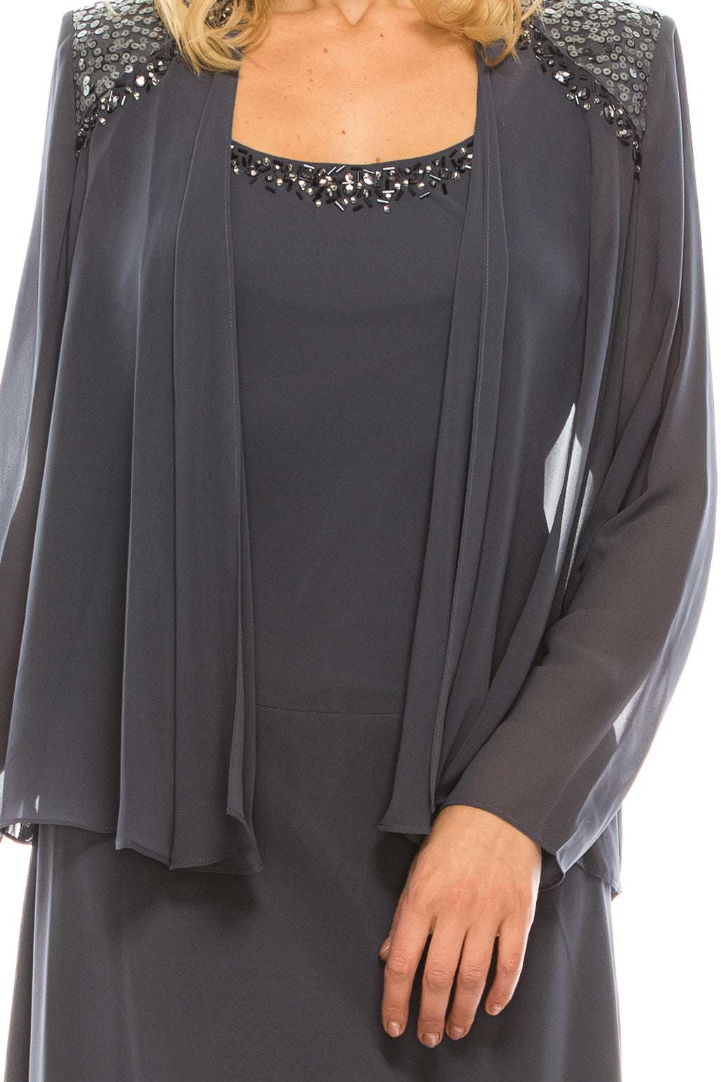 SLNY Embellished 2-Piece Evening Jacket Dress