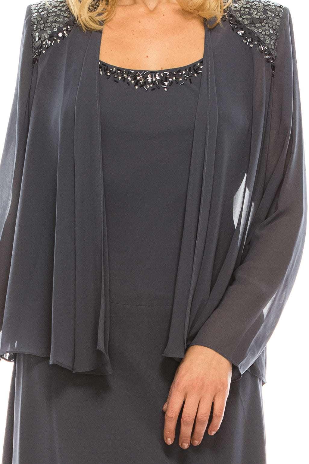 SLNY Embellished 2-Piece Evening Jacket Dress