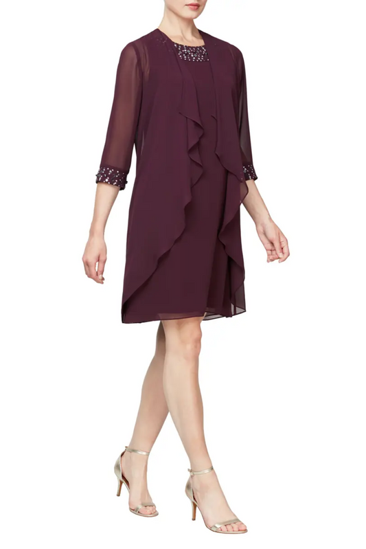 SLNY Embellished 2-Piece Sheer Jacket & Dress