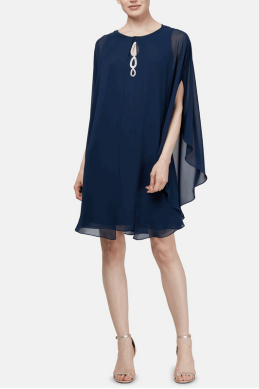 SLNY 2-Pc Embellished Shift Evening Jacket Dress