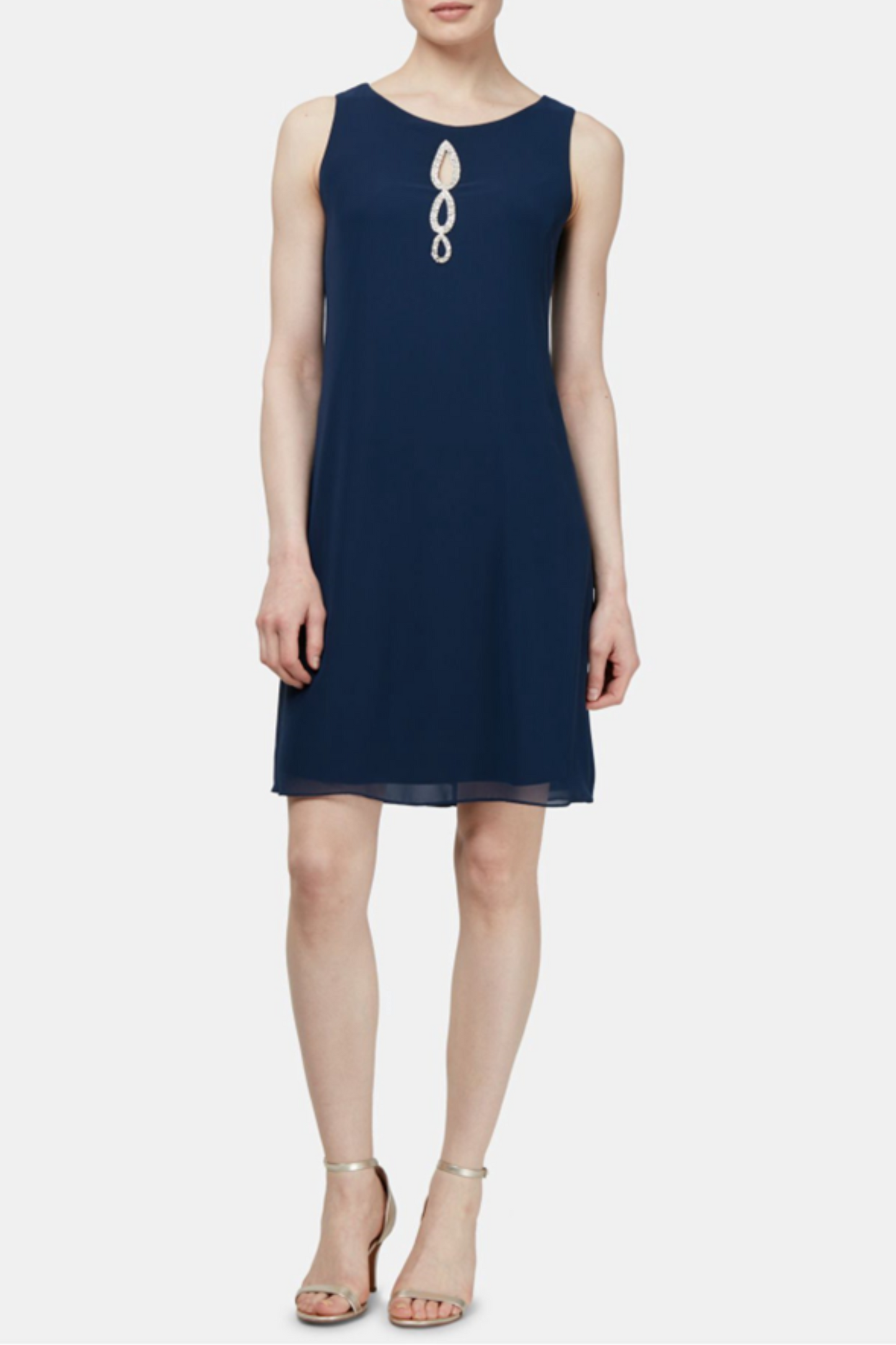 SLNY 2-Pc Embellished Shift Evening Jacket Dress