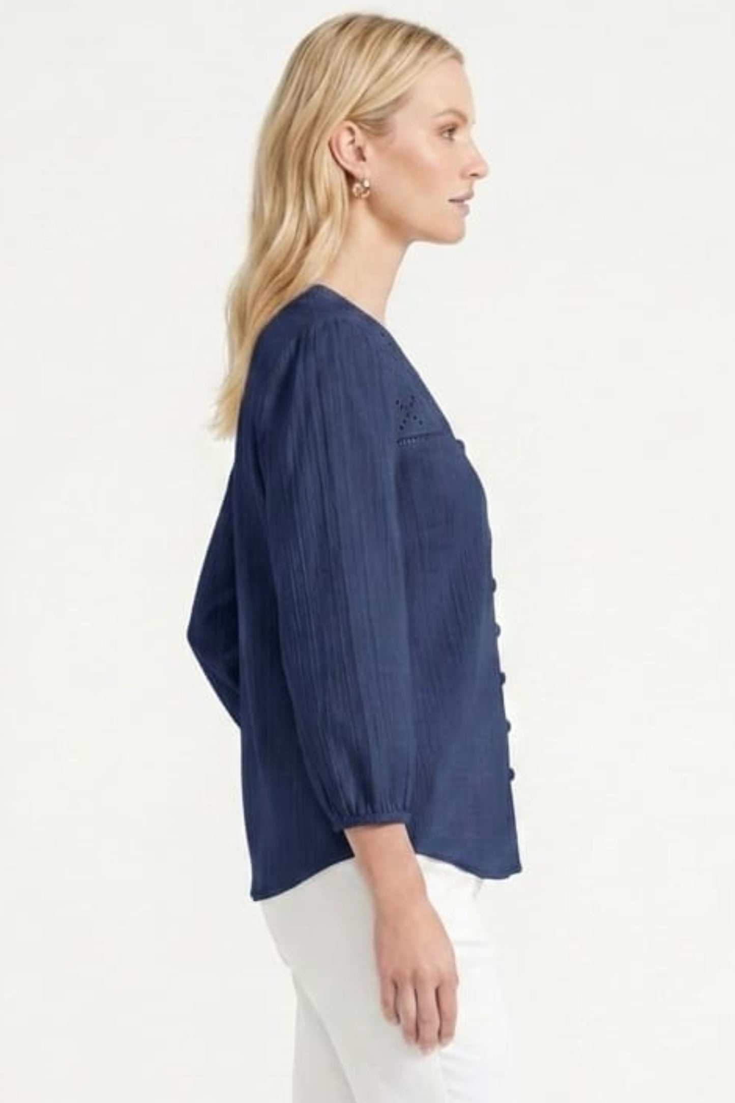 Zac & Rachel Eyelet Embroidered V-Neck Blouse