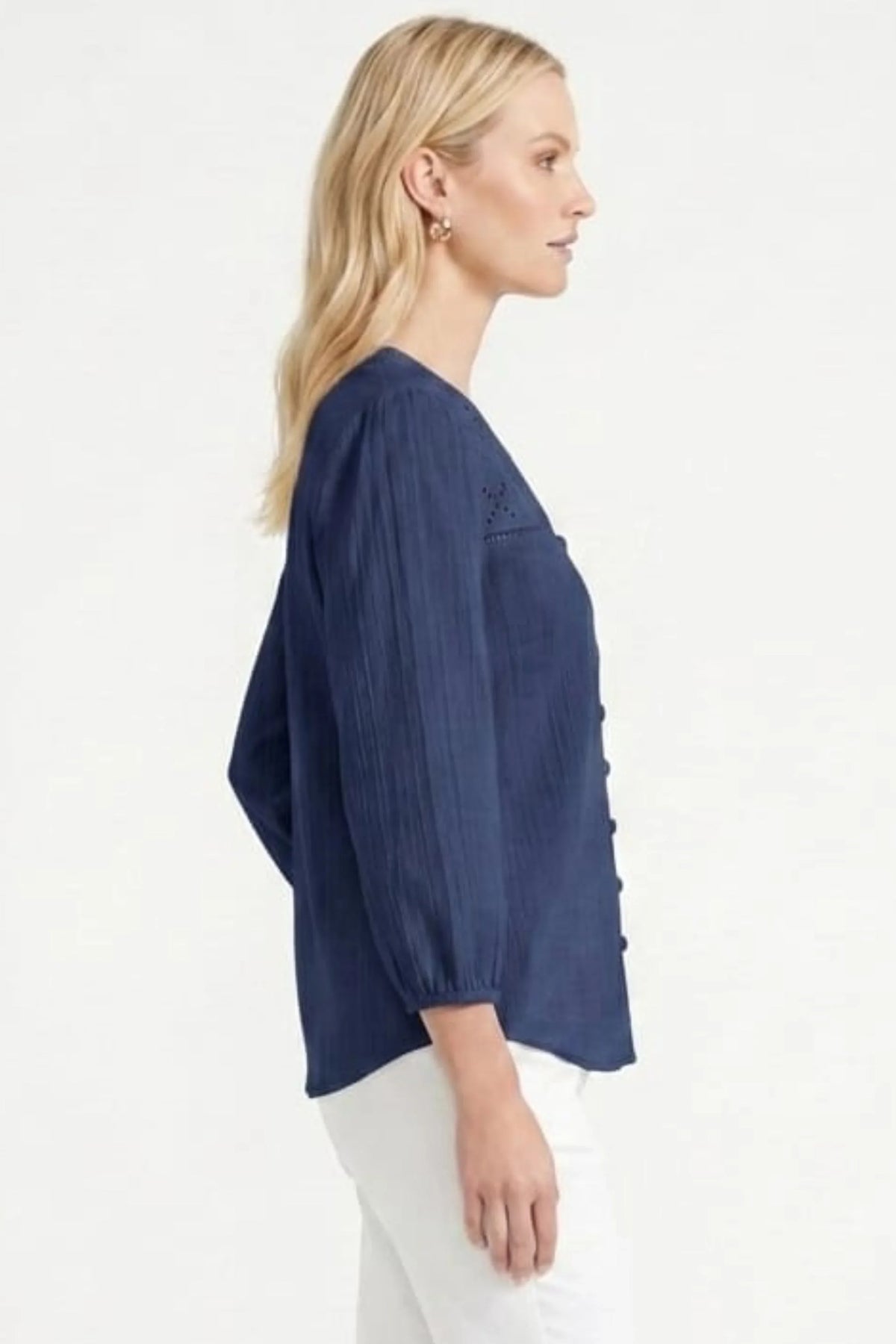 Zac & Rachel Eyelet Embroidered V-Neck Blouse