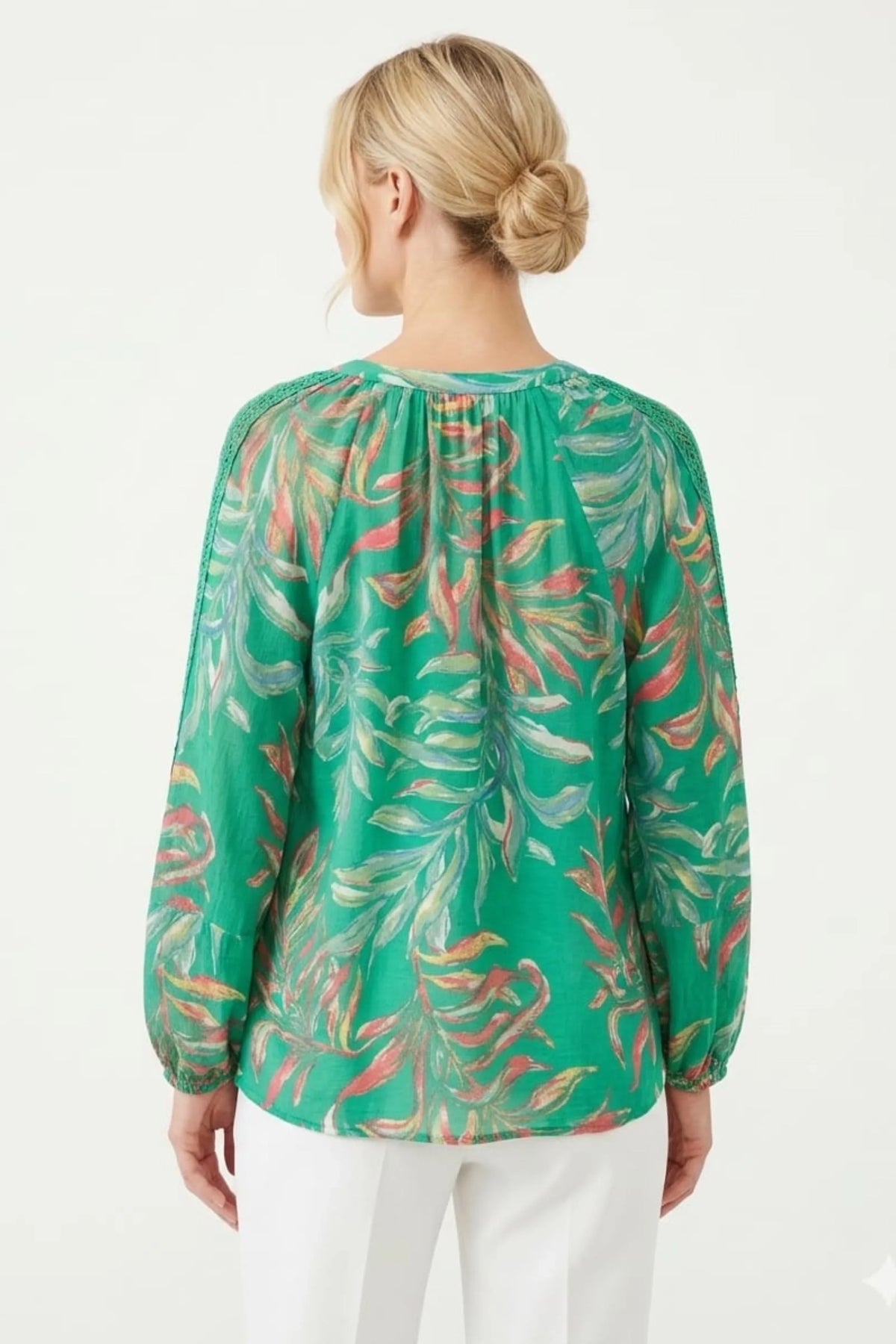 Zac & Rachel Simply Green Yarrow Abstract Floral Flutter Sleeve Day Top