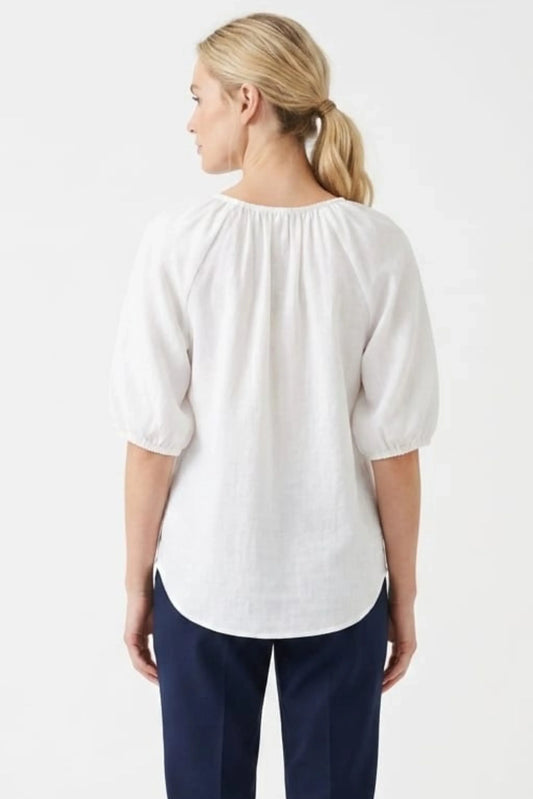 Zac & Rachel Gathered V-Neck Button-Front Day Top