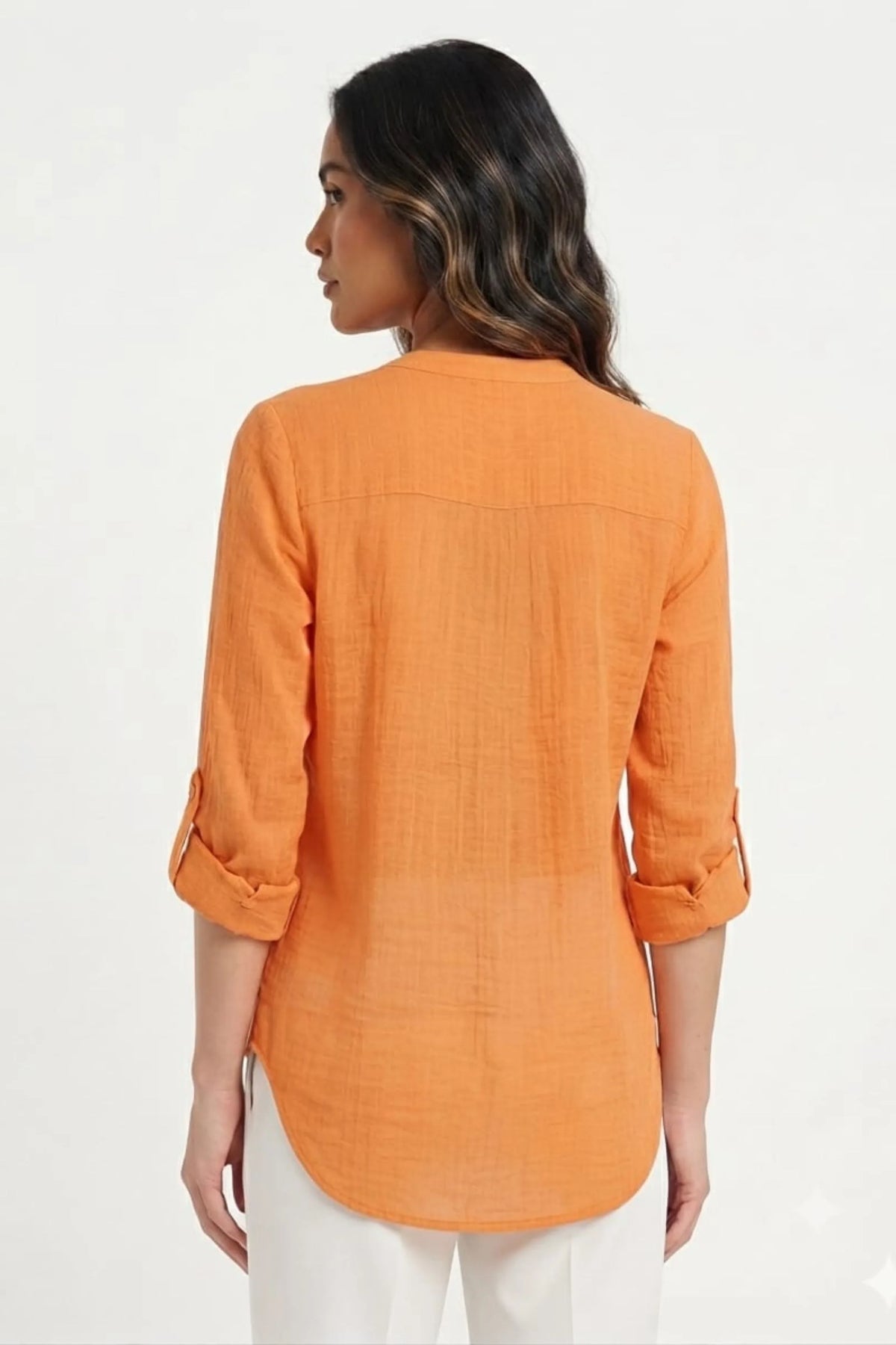 Zac & Rachel Convertible Roll-Sleeve Button-Down Blouse
