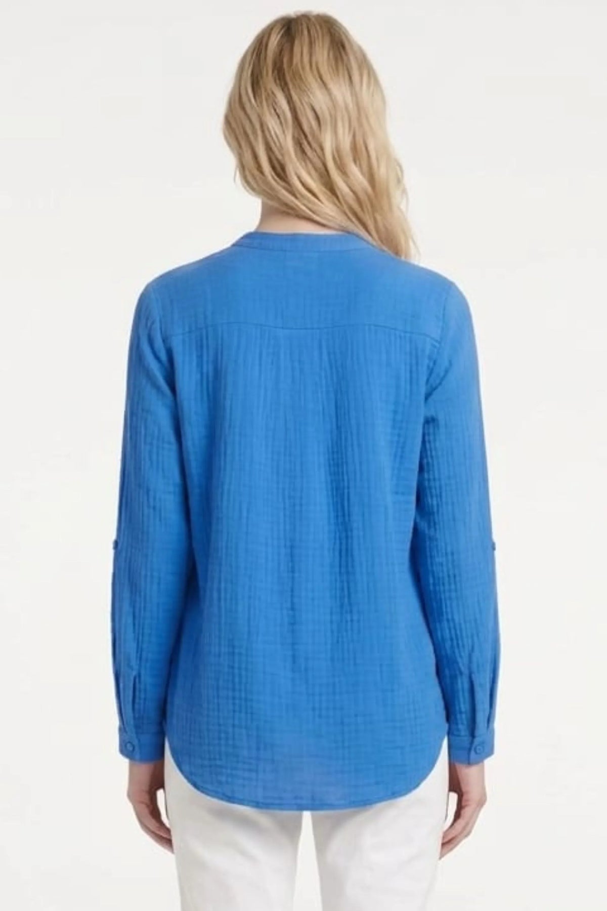 Zac & Rachel Convertible Roll-Sleeve Button-Down Blouse