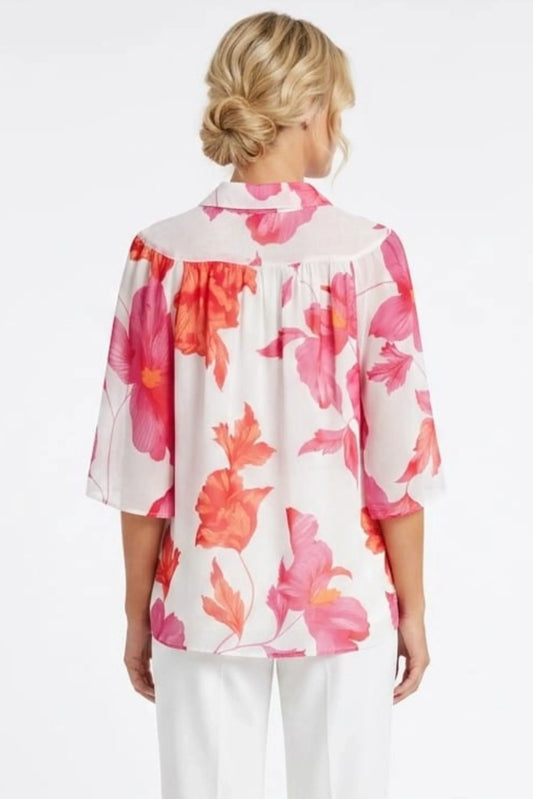 Zac & Rachel Multi Paisley Short Sleeve Button-Down Day Top