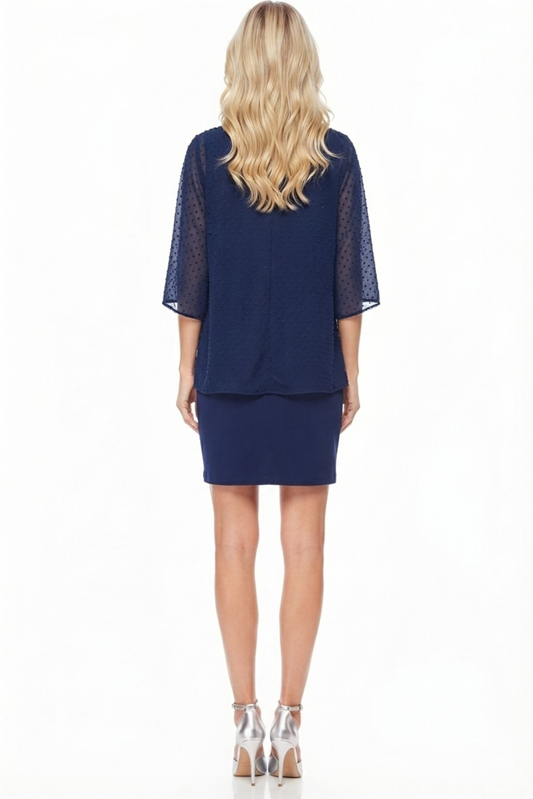 Sandra Darren 3/4 Sleeve Attached Jacket Dress
