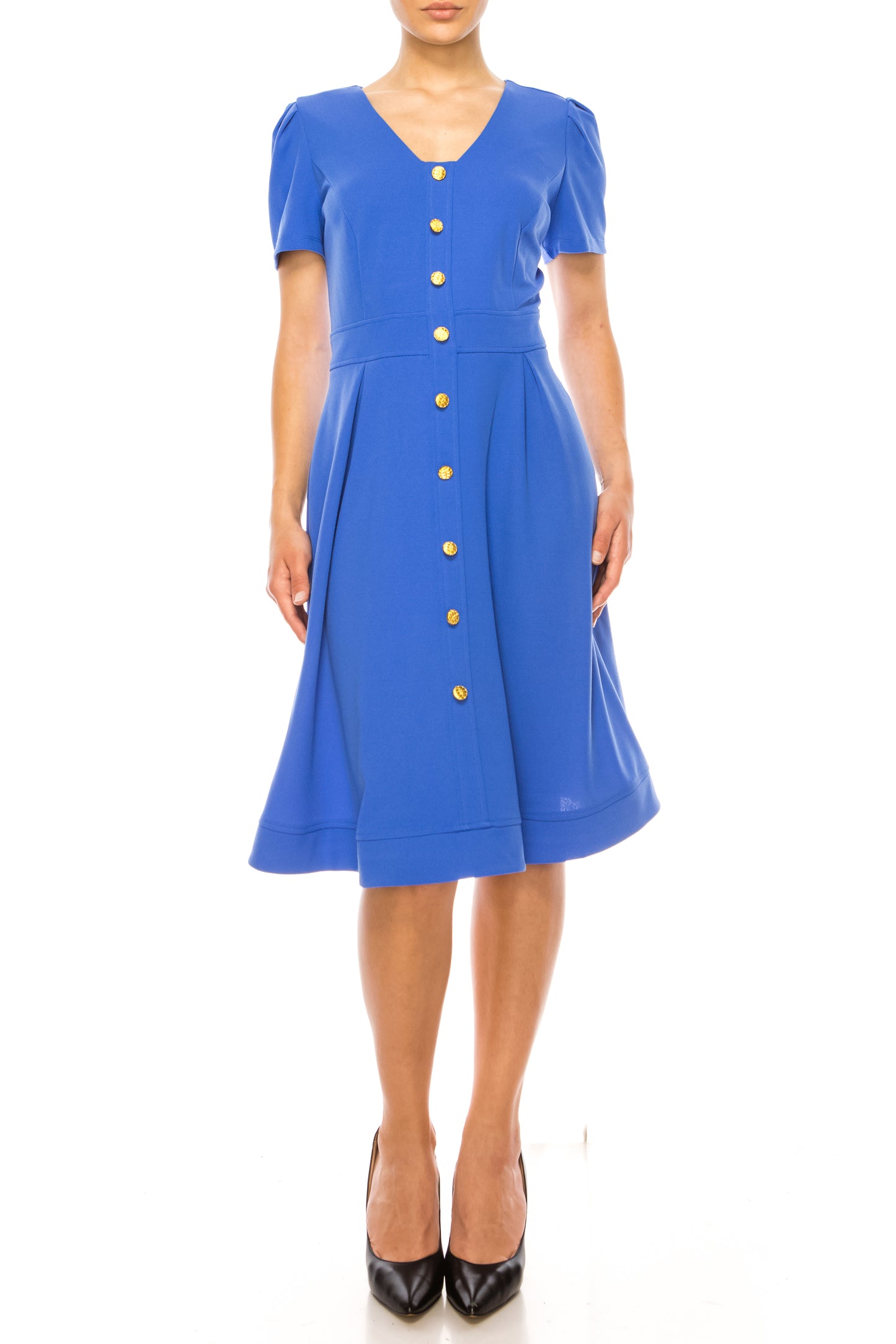 Shelby & Palmer Short Sleeve A-Line Buttoned Dress