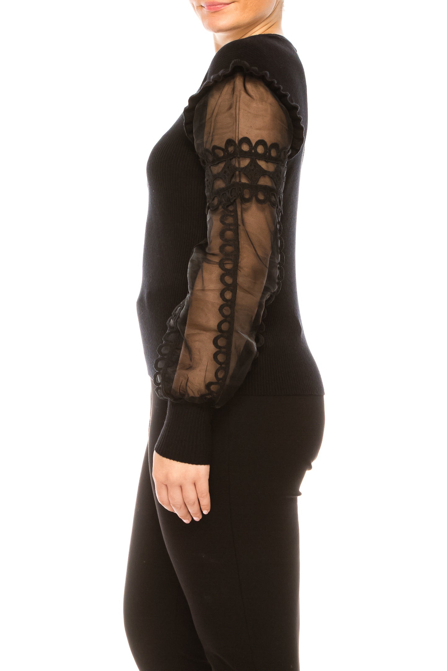 Sioni Crew Neck Ribbed Long Sleeve Sweater Top