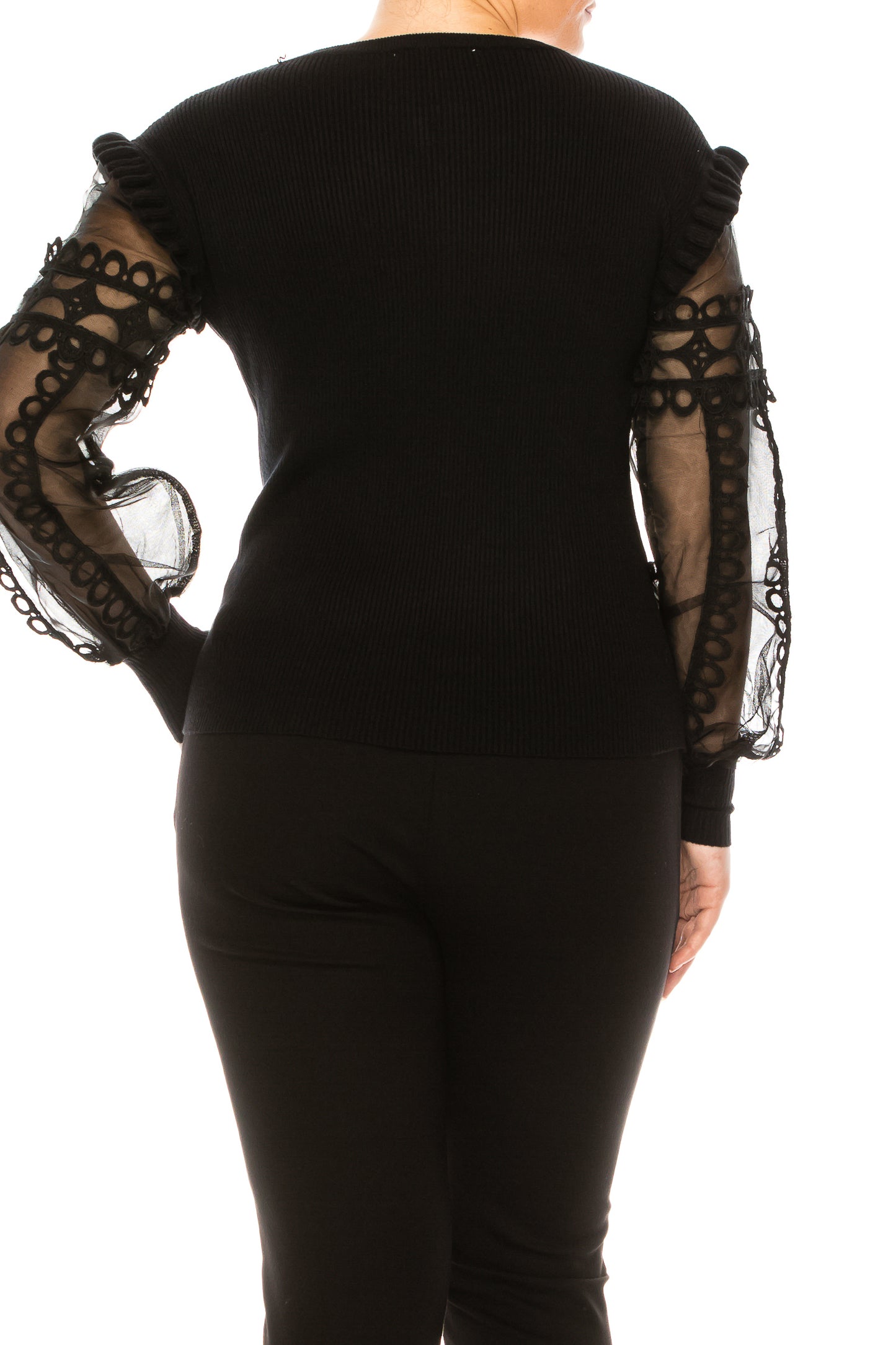 Sioni Crew Neck Ribbed Long Sleeve Sweater Top