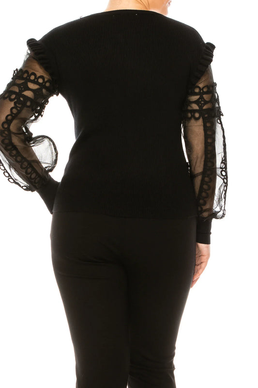Sioni Crew Neck Ribbed Long Sleeve Sweater Top