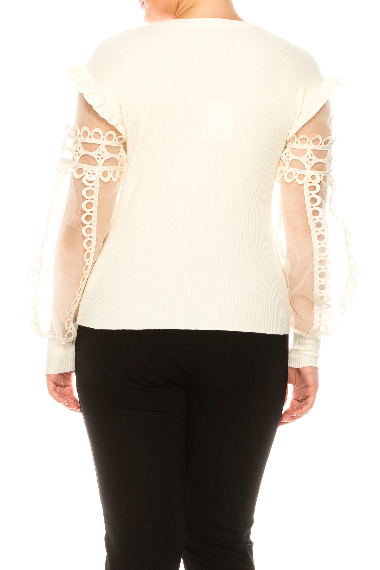 Sioni Crew Neck Ribbed Long Sleeve Sweater Top