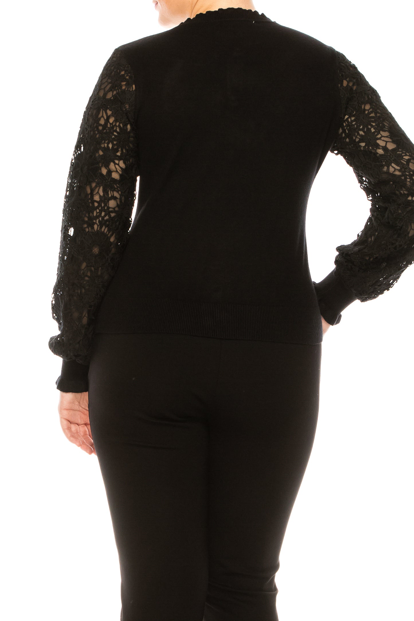 Sioni Rhinestone Button Long Sleeve Sweater Top