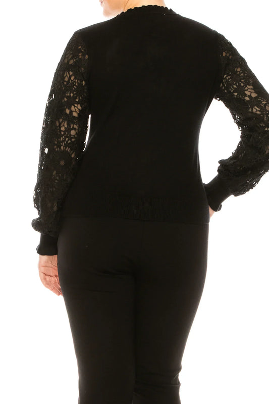 Sioni Rhinestone Button Long Sleeve Sweater Top