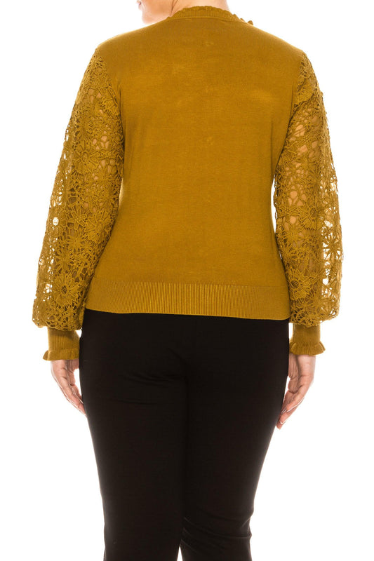 Sioni Rhinestone Button Long Sleeve Sweater Top