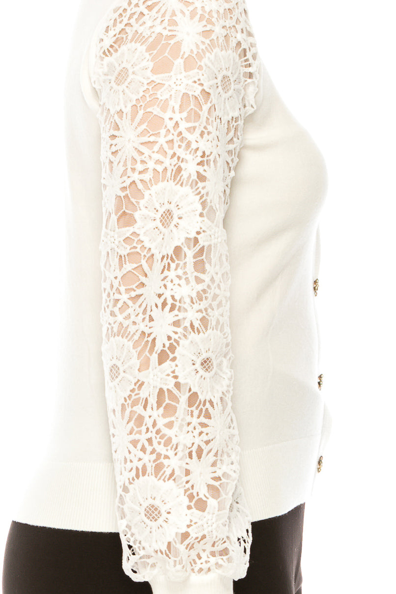 Sioni Rhinestone Button Long Sleeve Sweater Top