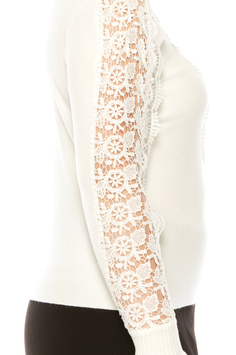 Sioni Ruffle Mock Neck Long Sleeve Sweater Top