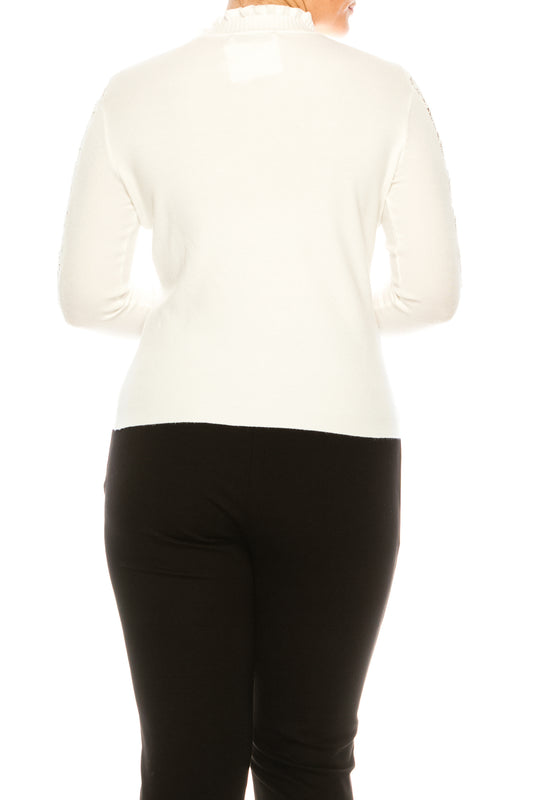 Sioni Ruffle Mock Neck Long Sleeve Sweater Top