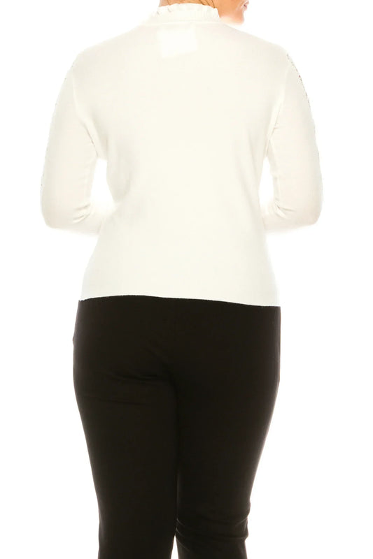 Sioni Ruffle Mock Neck Long Sleeve Sweater Top