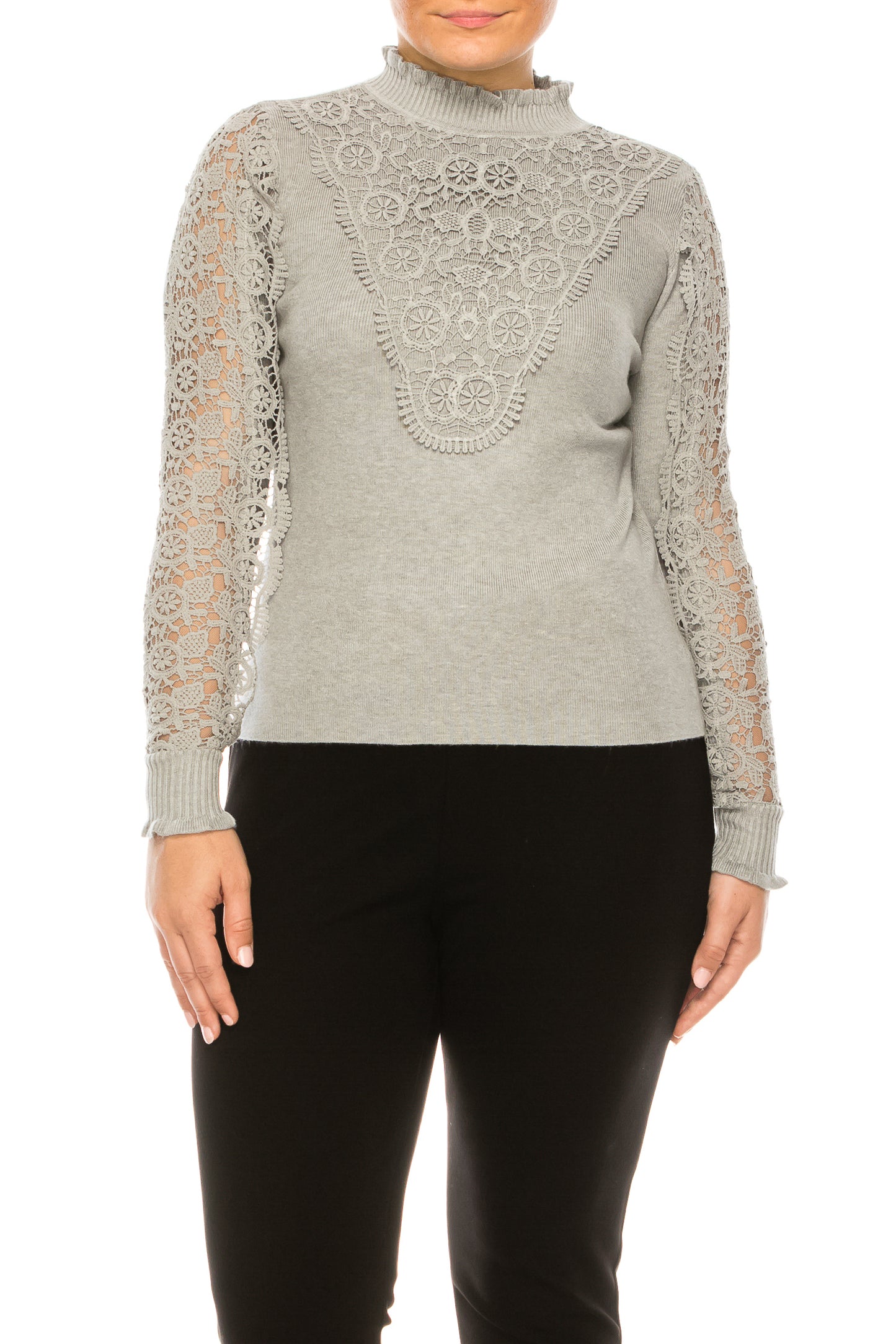 Sioni Ruffle Mock Neck Long Sleeve Sweater Top
