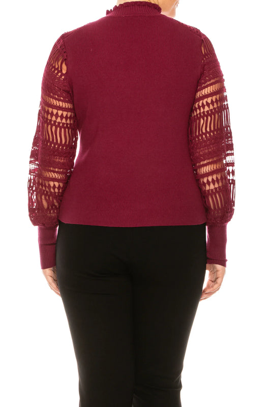 Sioni Ruffle Mock Neck Long Sleeve Sweater Top