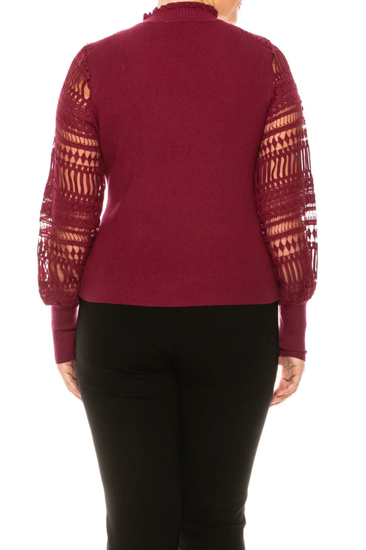 Sioni Ruffle Mock Neck Long Sleeve Sweater Top
