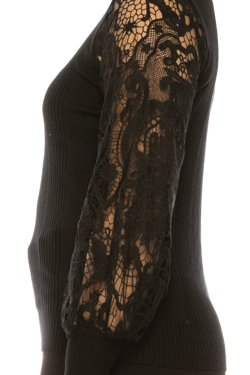 Sioni Ribbed Mock Neck Long Sleeve Sweater Top