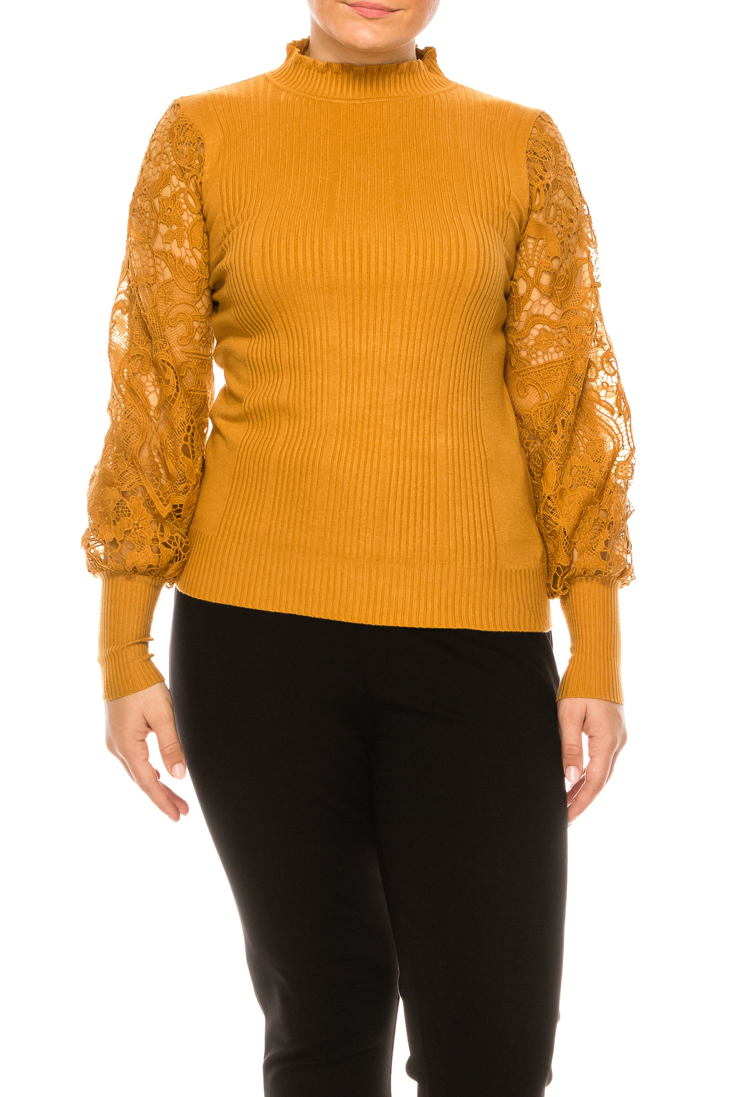 Sioni Crew Neck Embroidery Sleeve Sweater Top