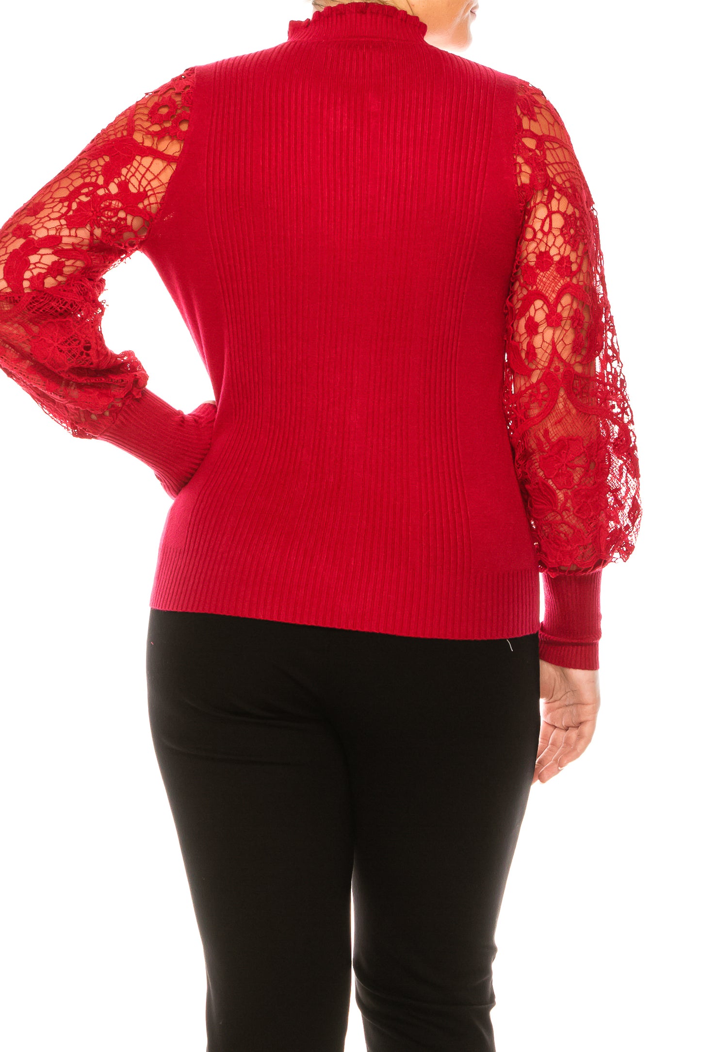 Sioni Crew Neck Embroidery Sleeve Sweater Top