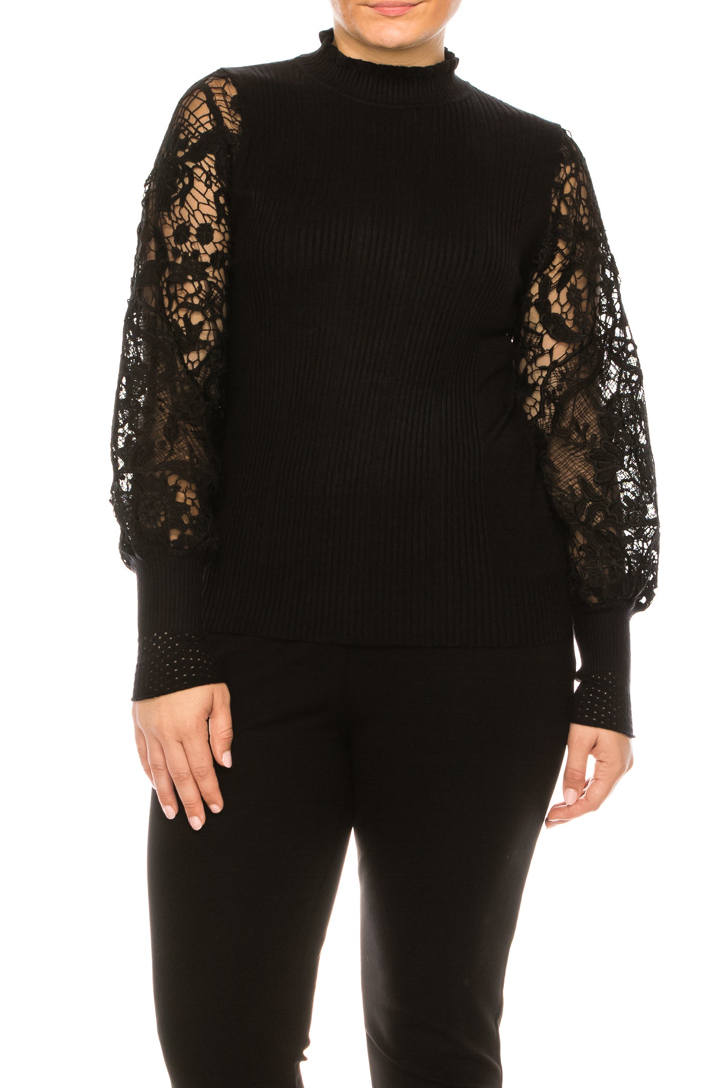Sioni Ribbed Mock Neck Long Sleeve Sweater Top
