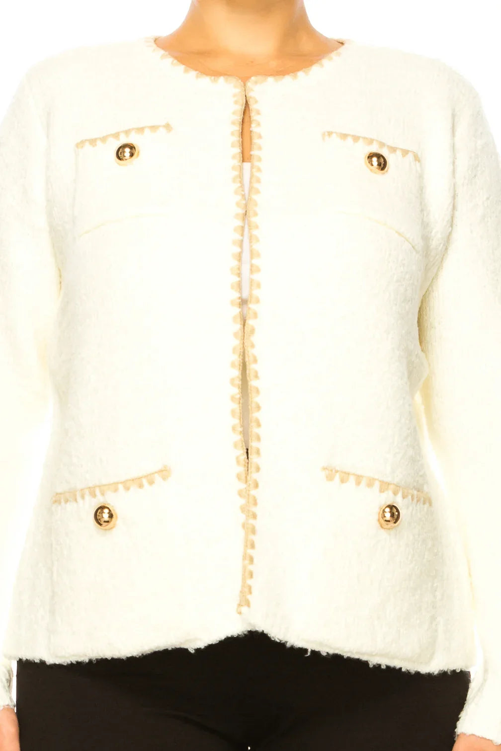 Sioni Yarn Trim Four Pocket Jacket Sweater