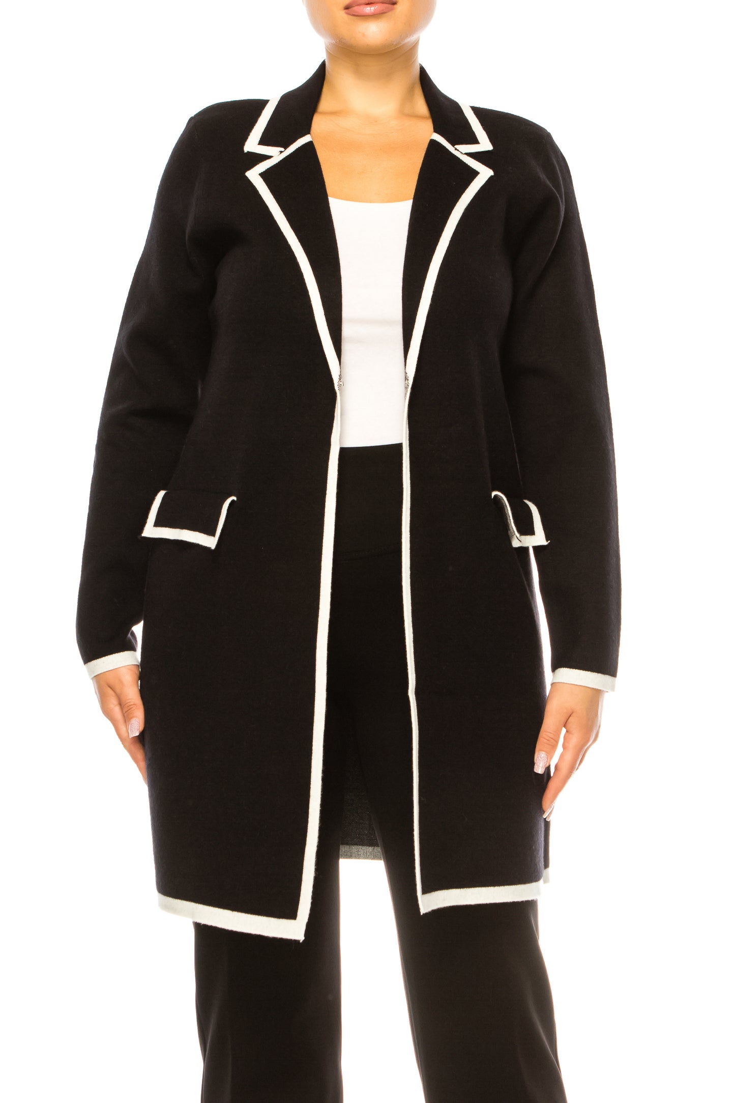 Sioni Trim Detail Collared Cardigan Sweater