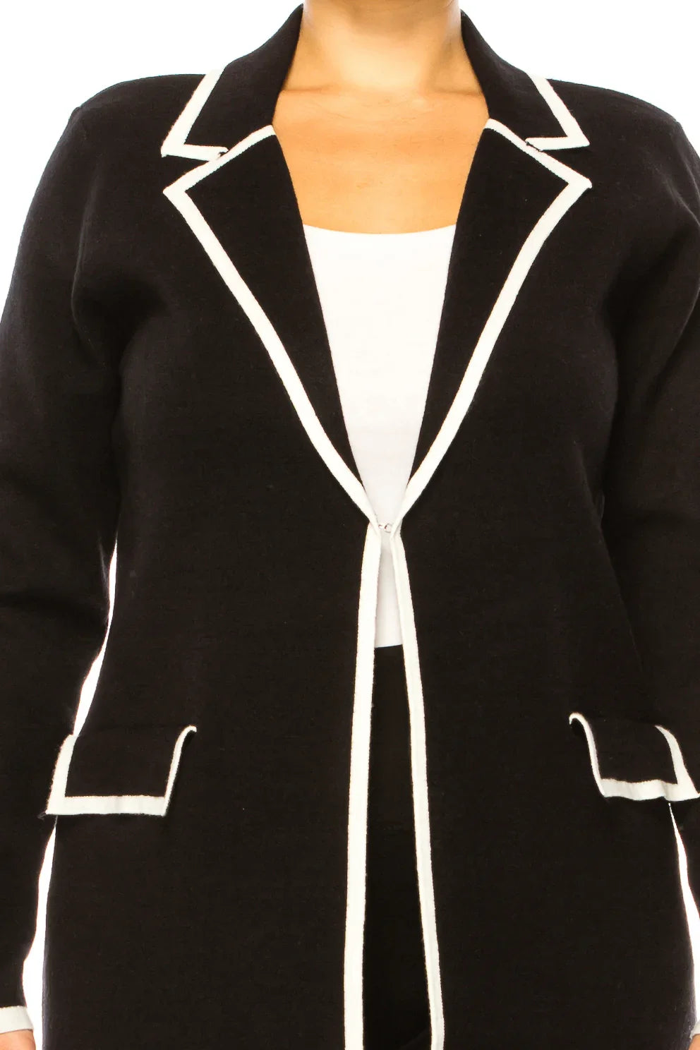 Sioni Trim Detail Collared Cardigan Sweater