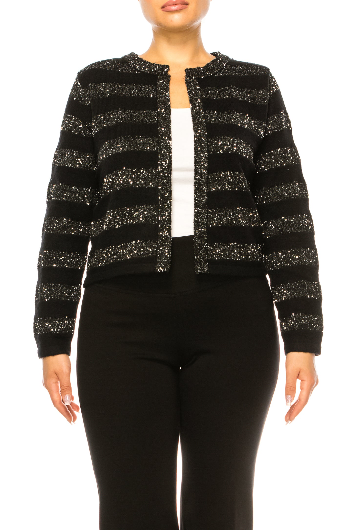 Sioni Sequined Single-Closure Cardigan Sweater