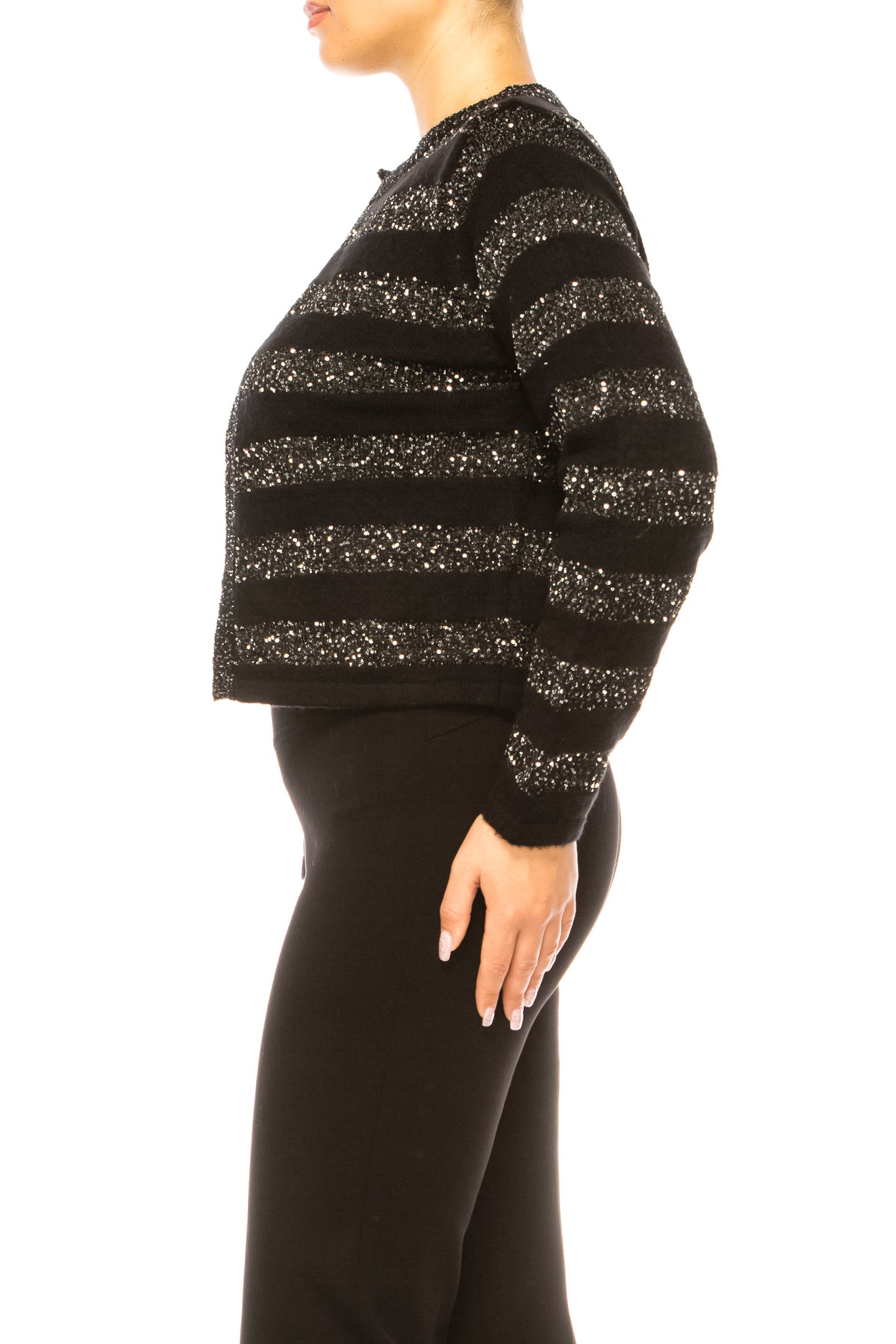 Sioni Sequined Single-Closure Cardigan Sweater