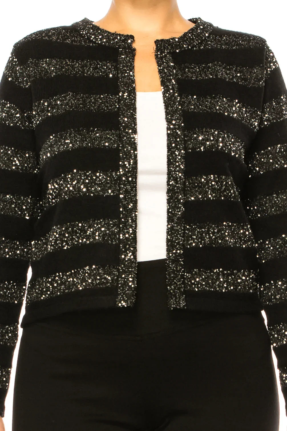 Sioni Sequined Single-Closure Cardigan Sweater