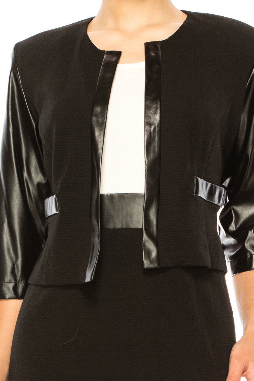 Studio One Faux-Leather Contrast Jacket Dress