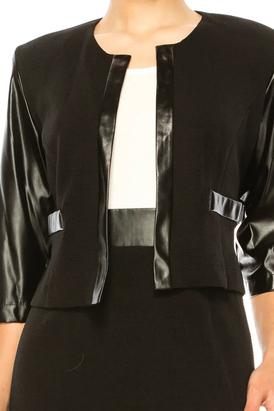 Studio One Faux-Leather Contrast Jacket Dress