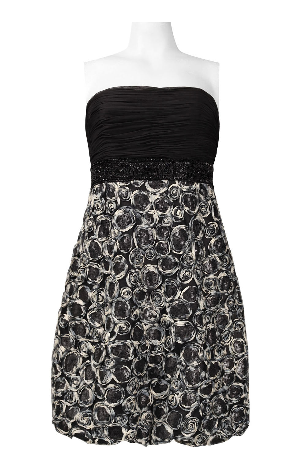 Sue Wong Strapless Rosette Appliqu Beaded Dress  New Yorker's Apparel