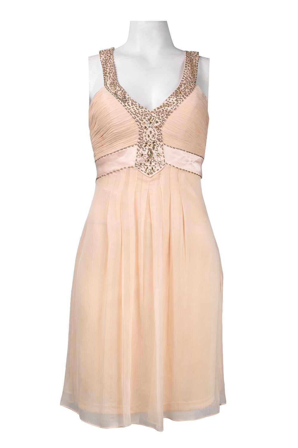 Sue Wong Beaded V-Cut Satin Inset Crepe Dress  New Yorker's Apparel